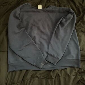 Navy blue crewneck. Minor staining that could probably be removed